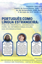 Imagem: Cartaz do evento abordará o ensino e a aprendizagem do português como língua estrangeira nas universidades (Imagem: Divulgação)