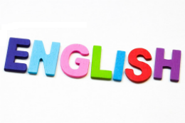 Imagem: Palavra "english" com letras coloridas