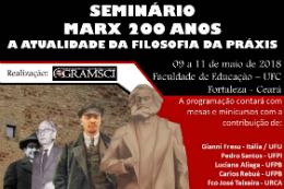 Imagem: Cartaz do evento com relação de professores convidados e foto de Marx 