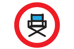 Imagem: Logomarca da mostra, que é o desenho de uma cadeira típica de diretores de cinema dentro de um círculo
