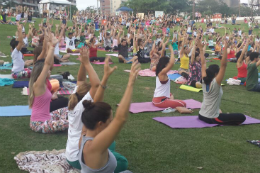 Imagem: Com promoção da UFC, Dia Internacional do Yoga foi celebrado no Parque do Cocó (Foto: Divulgação)