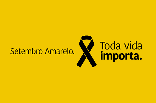 Imagem: Cartaz da campanha Setembro Amarelo, com os dizeres "Toda vida importa"